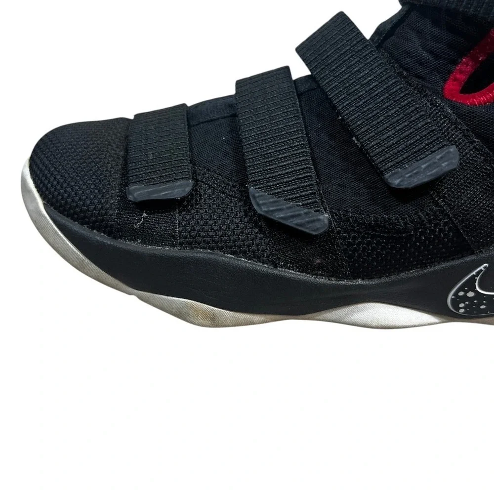 Nike LeBron James Soldier 11 'Bred' Basketball Shoes Black Red Straps Youth 6.5
